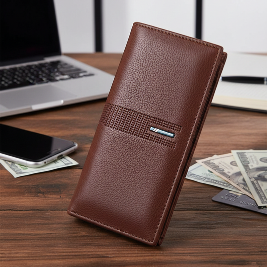 Leather Long Wallet for Men | Slim PU Leather