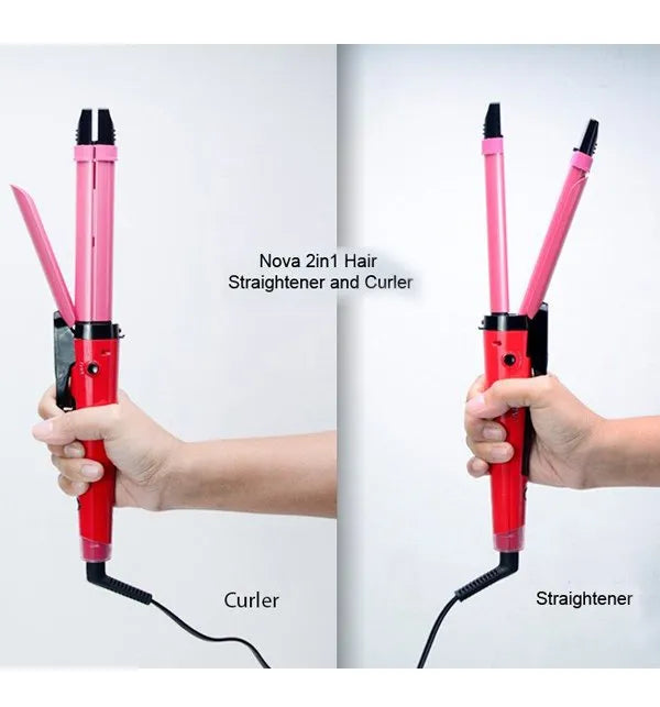 2-in-1 Nova Hair Straightener & Curler – Fast Heat Styling Tool