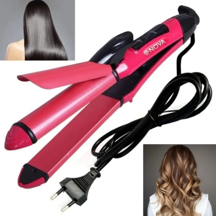 2-in-1 Nova Hair Straightener & Curler – Fast Heat Styling Tool