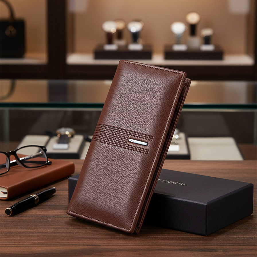 Leather Long Wallet for Men | Slim PU Leather