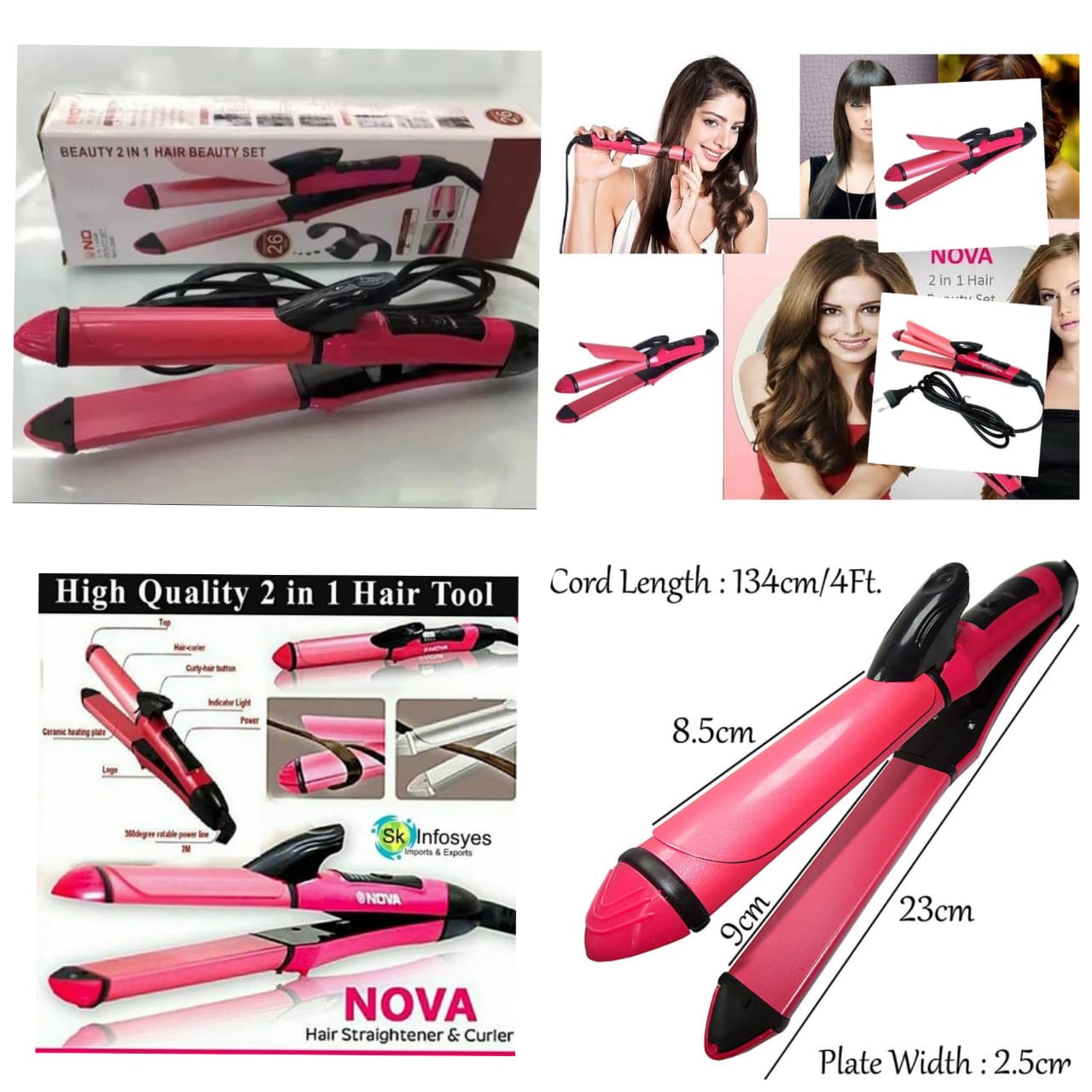 2-in-1 Nova Hair Straightener & Curler – Fast Heat Styling Tool