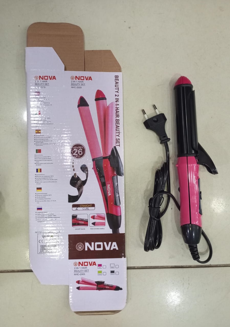 2-in-1 Nova Hair Straightener & Curler – Fast Heat Styling Tool